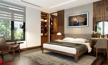 Thiết kế nội thất phòng ngủ gỗ công nghiệp đẹp, hiện đại